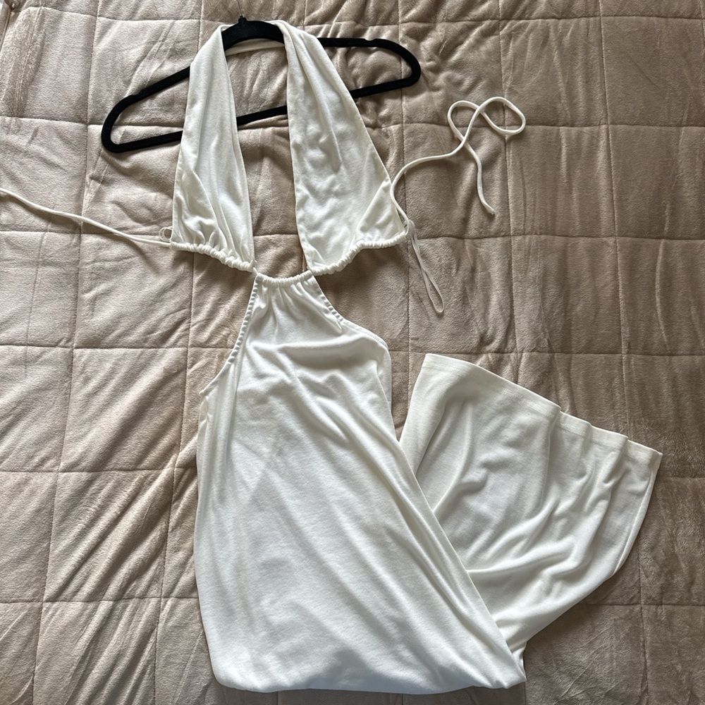 White Halter Maxi Dress